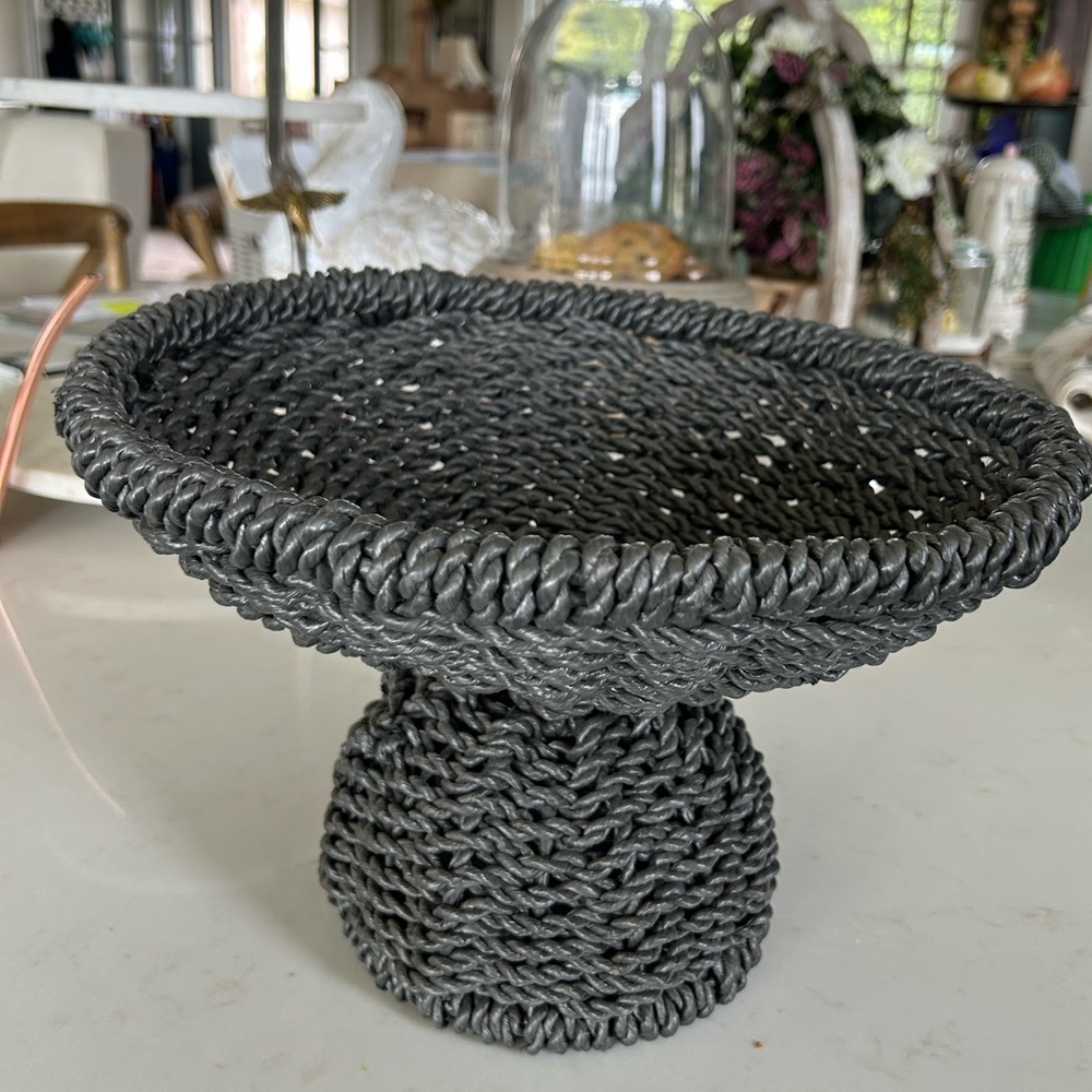 Pottery Barn Woven footed display bowl